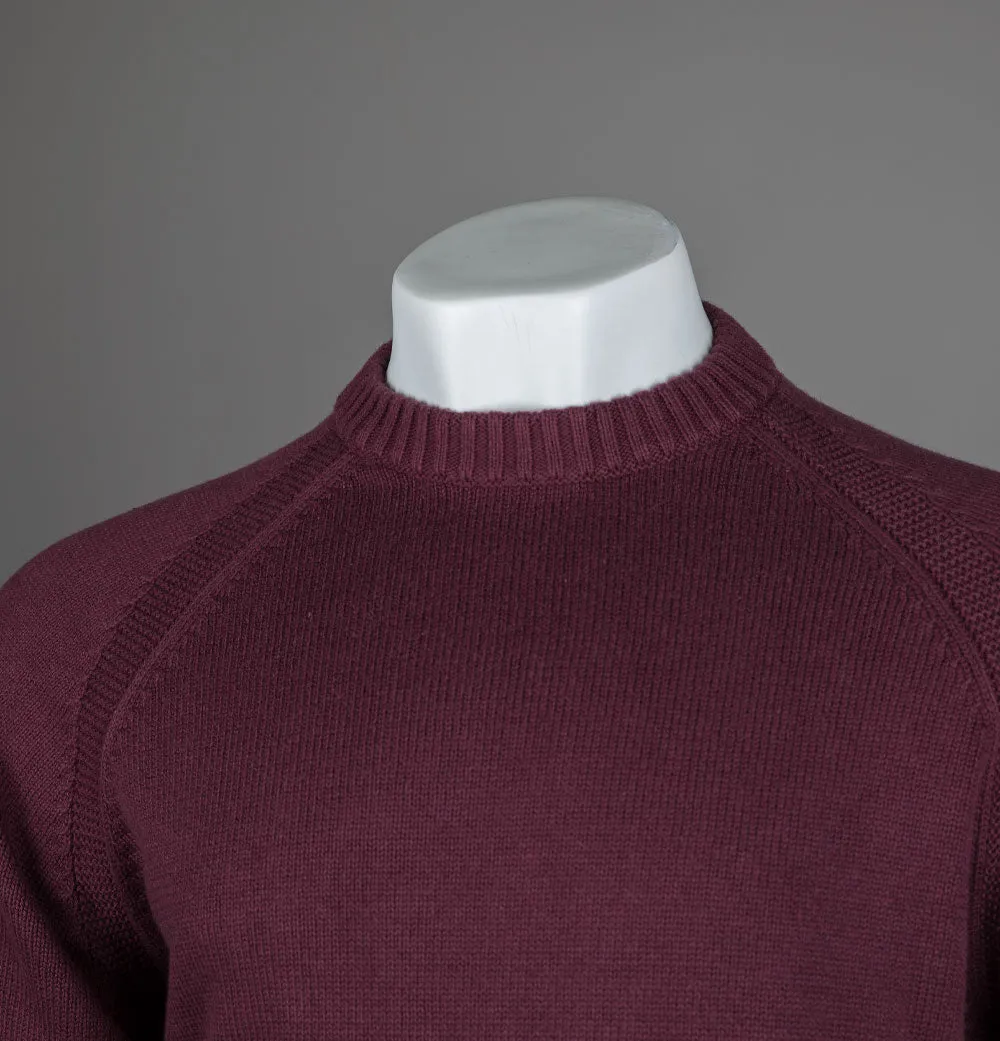 Pretty Green Mason Crew Knit Jumper Burgundy