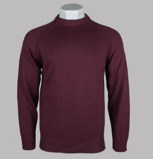 Pretty Green Mason Crew Knit Jumper Burgundy