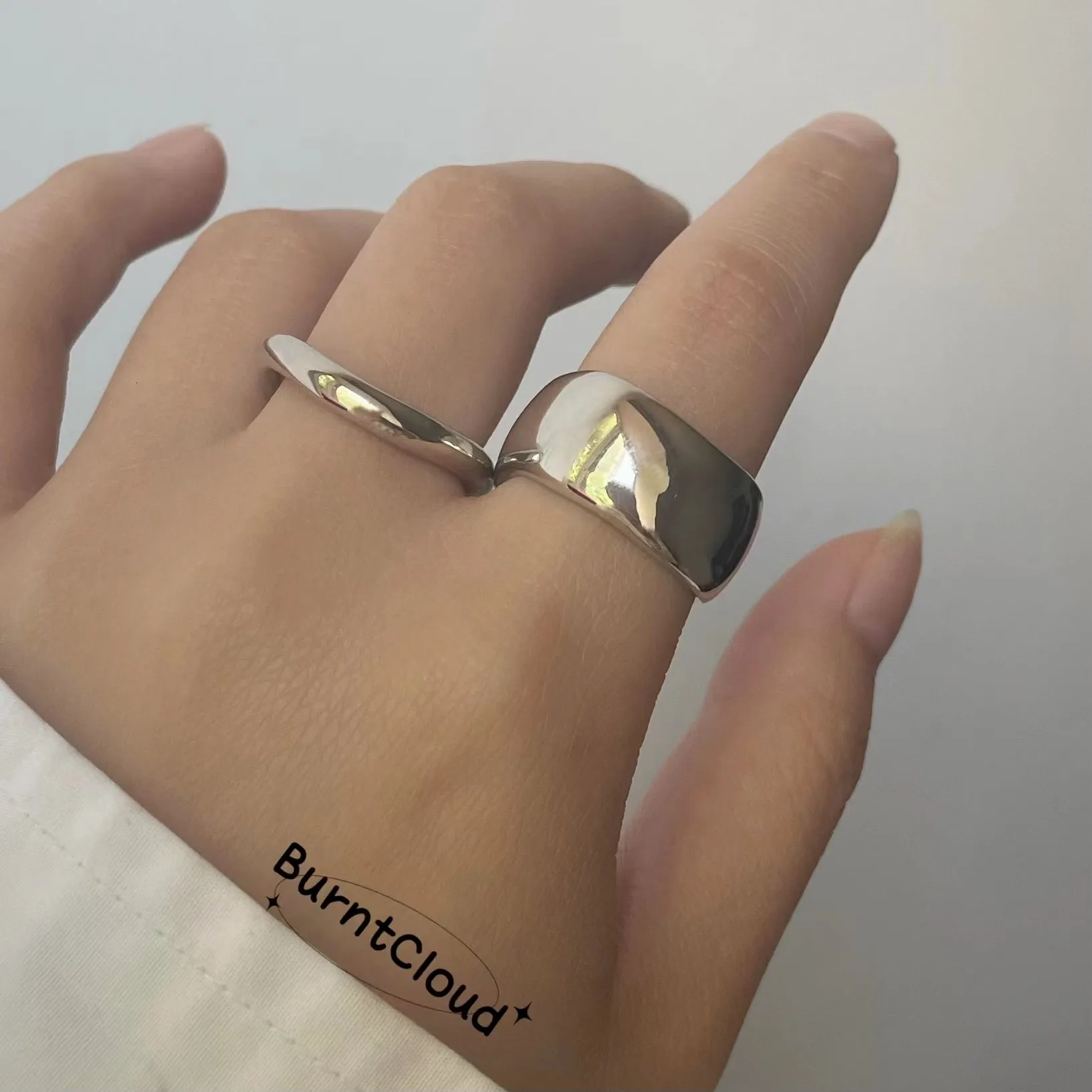 R39 Minimalist style Chunky Golden/Silver Ring Set