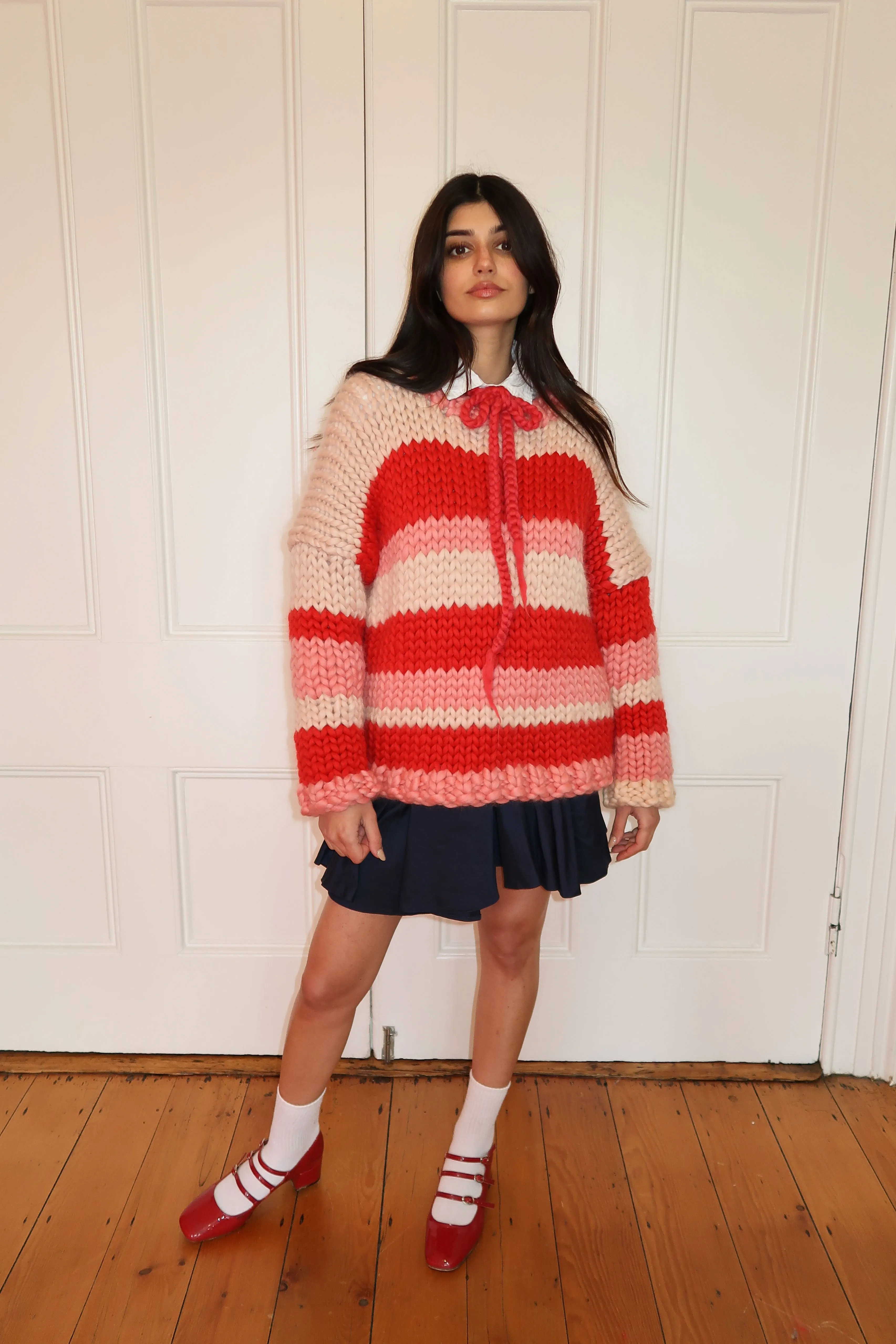 Red Stripe Chunky Knit Sweater