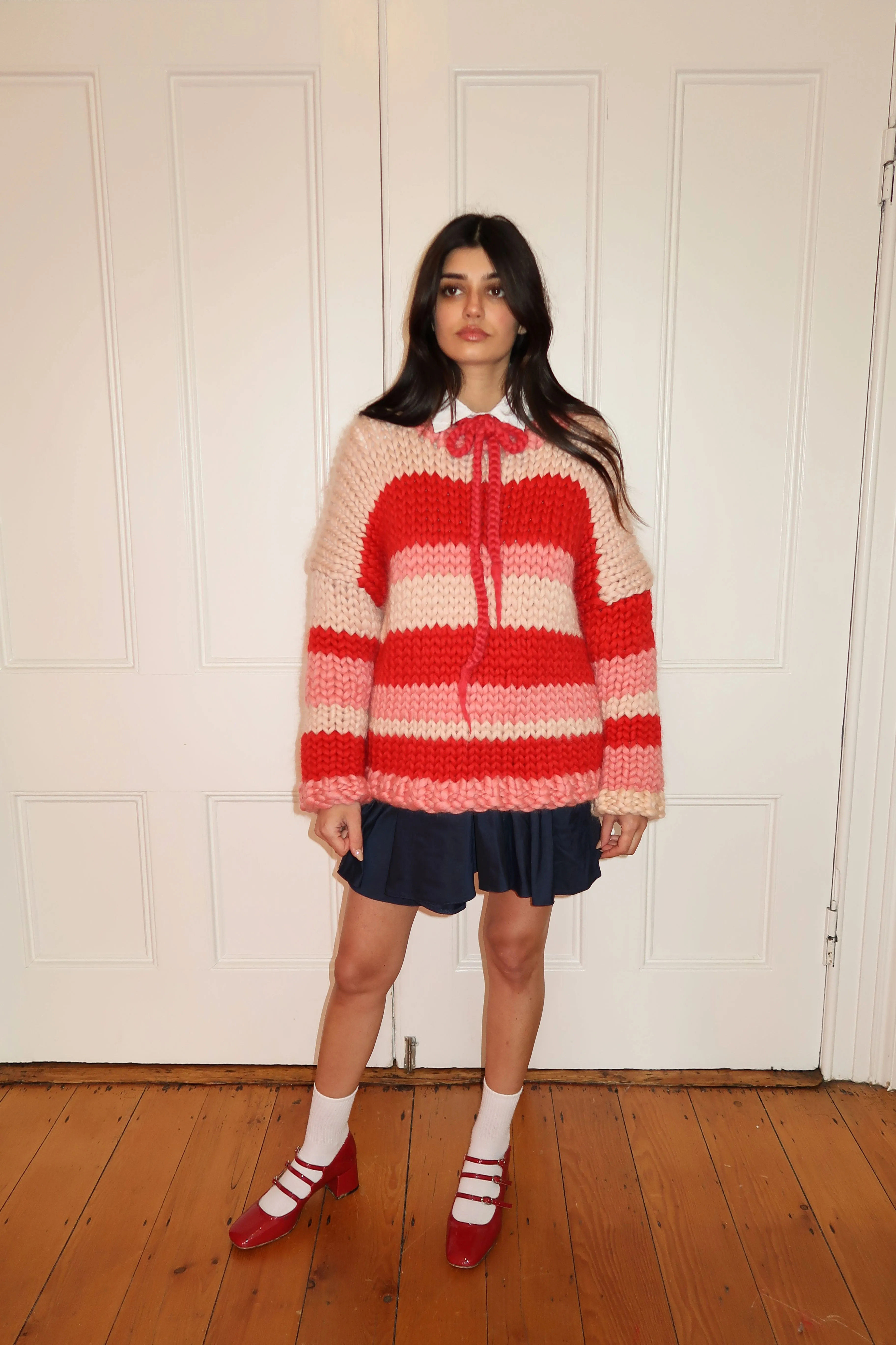 Red Stripe Chunky Knit Sweater