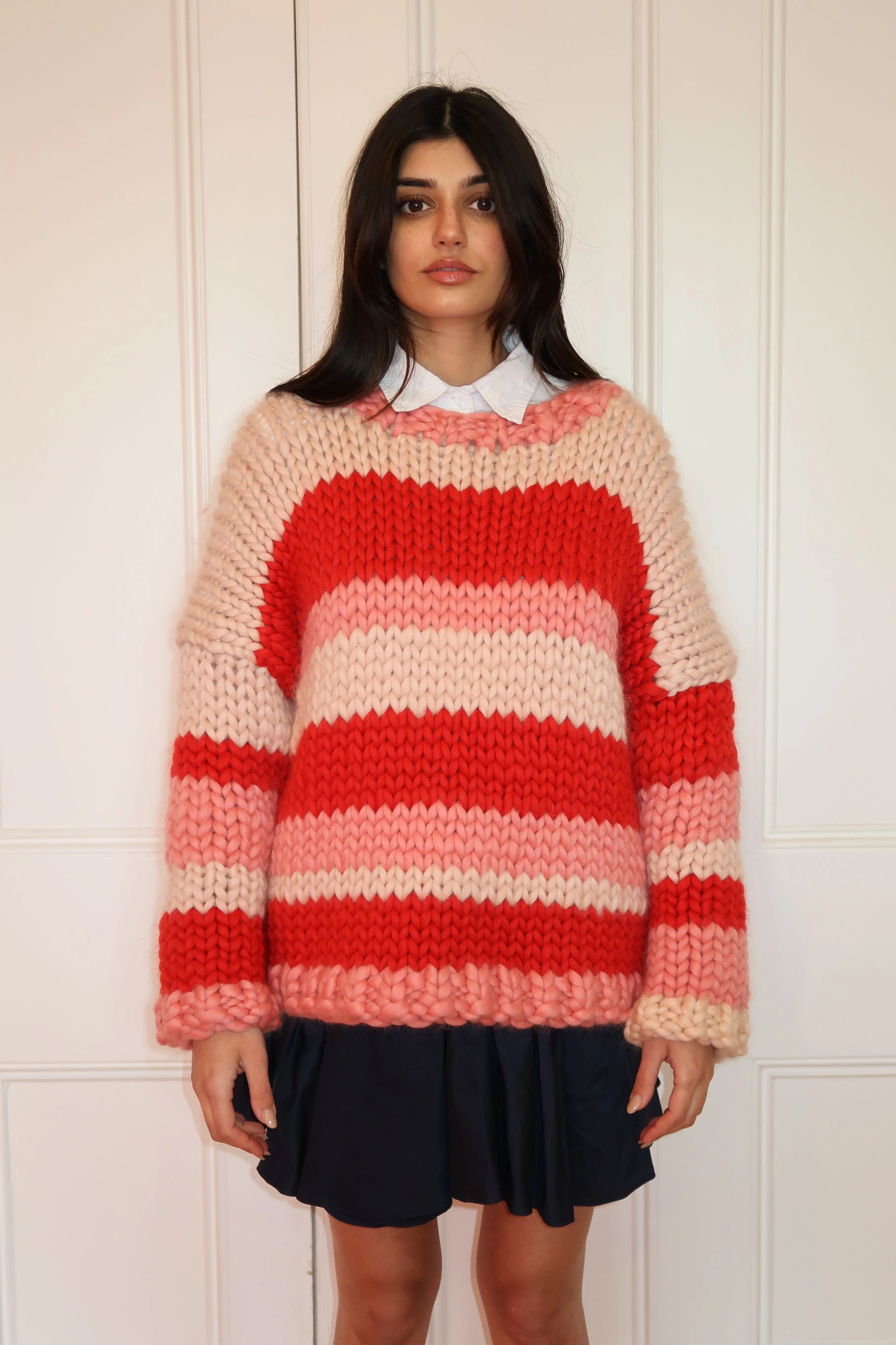 Red Stripe Chunky Knit Sweater