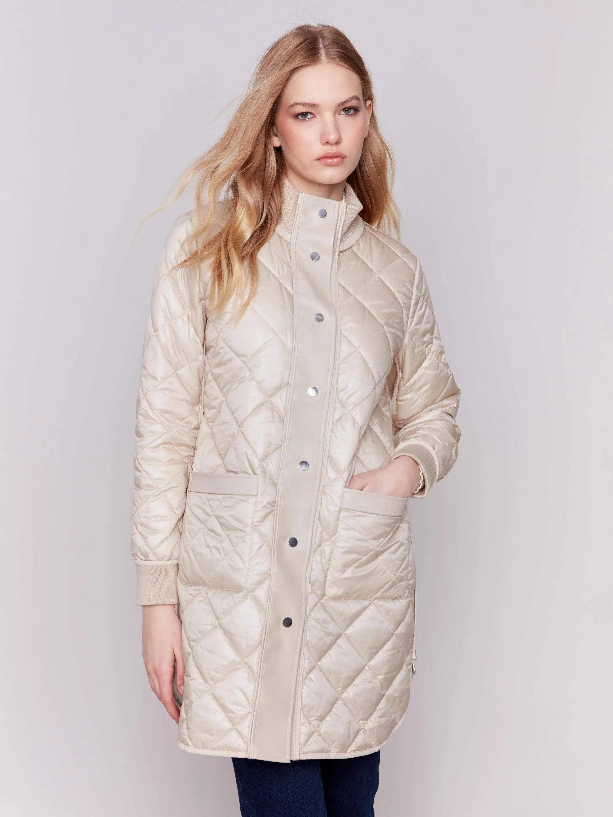 Reversible Quilted Puffer Jacket - Champagne