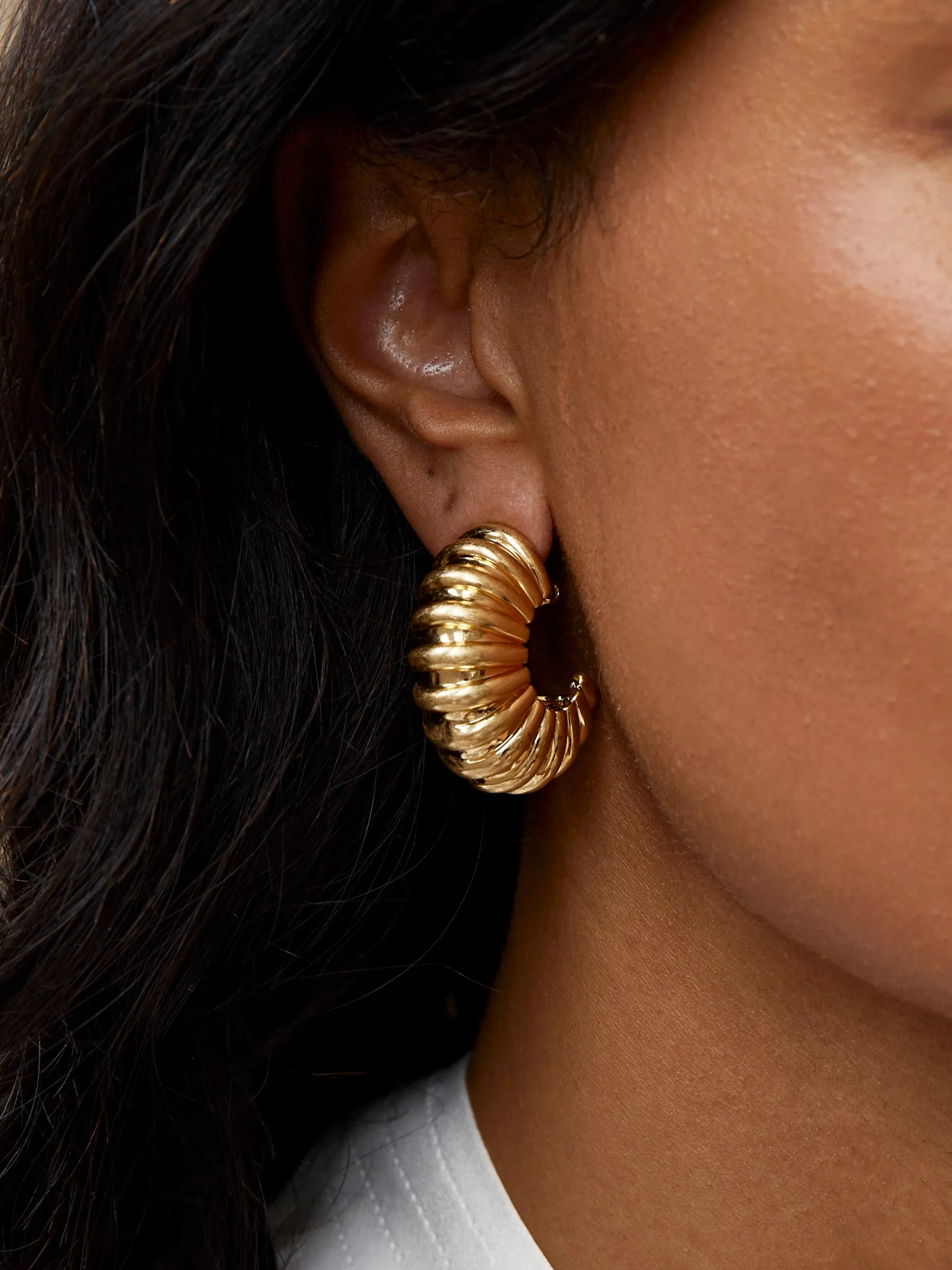 Ribbed Statement Hoop Earring