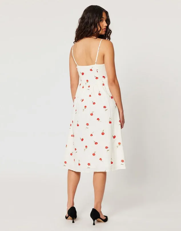 ROLLAS - Strappy Leonie Roses Dress in White