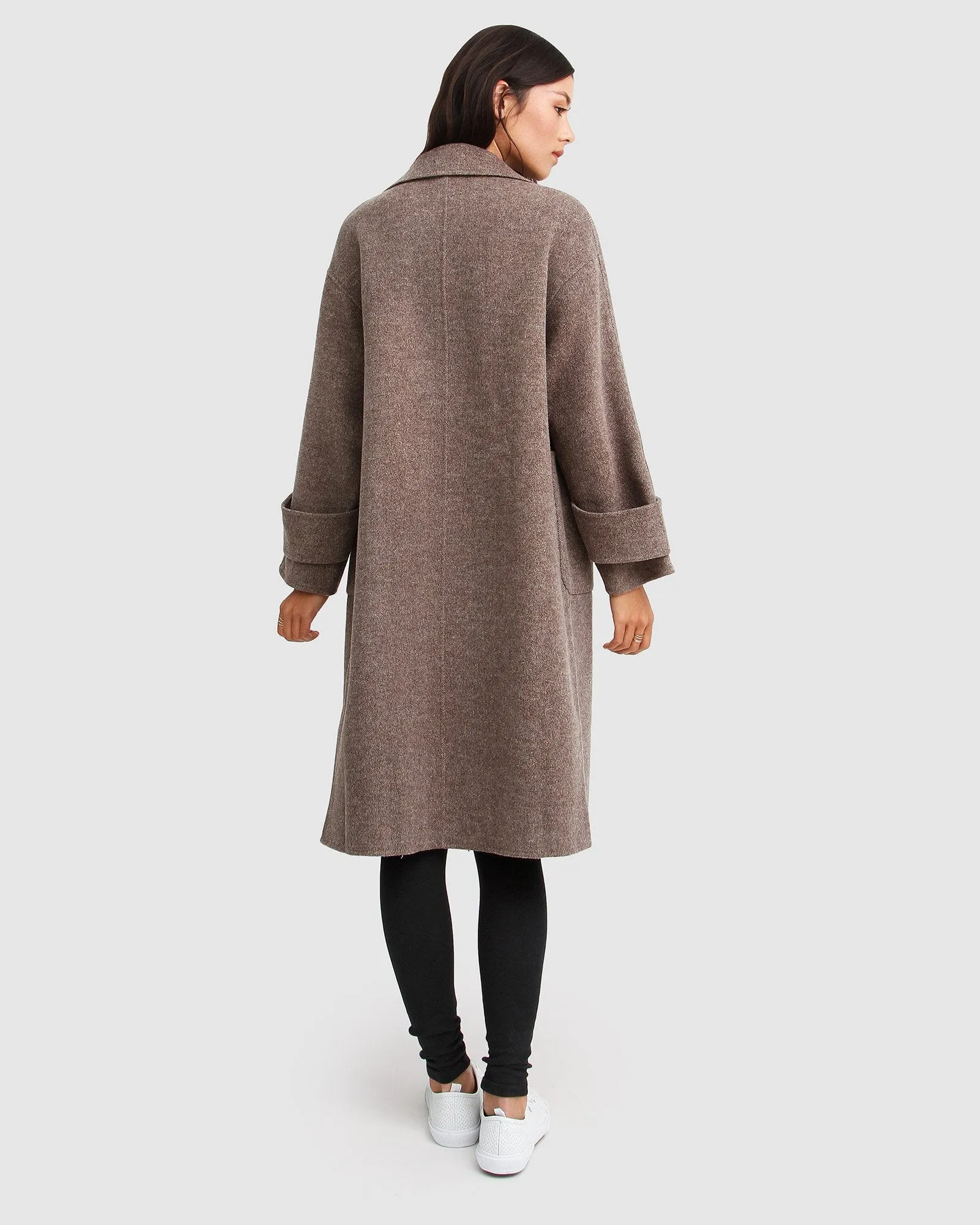 Rumour Has It Oversized Wool Blend Coat - Walnut