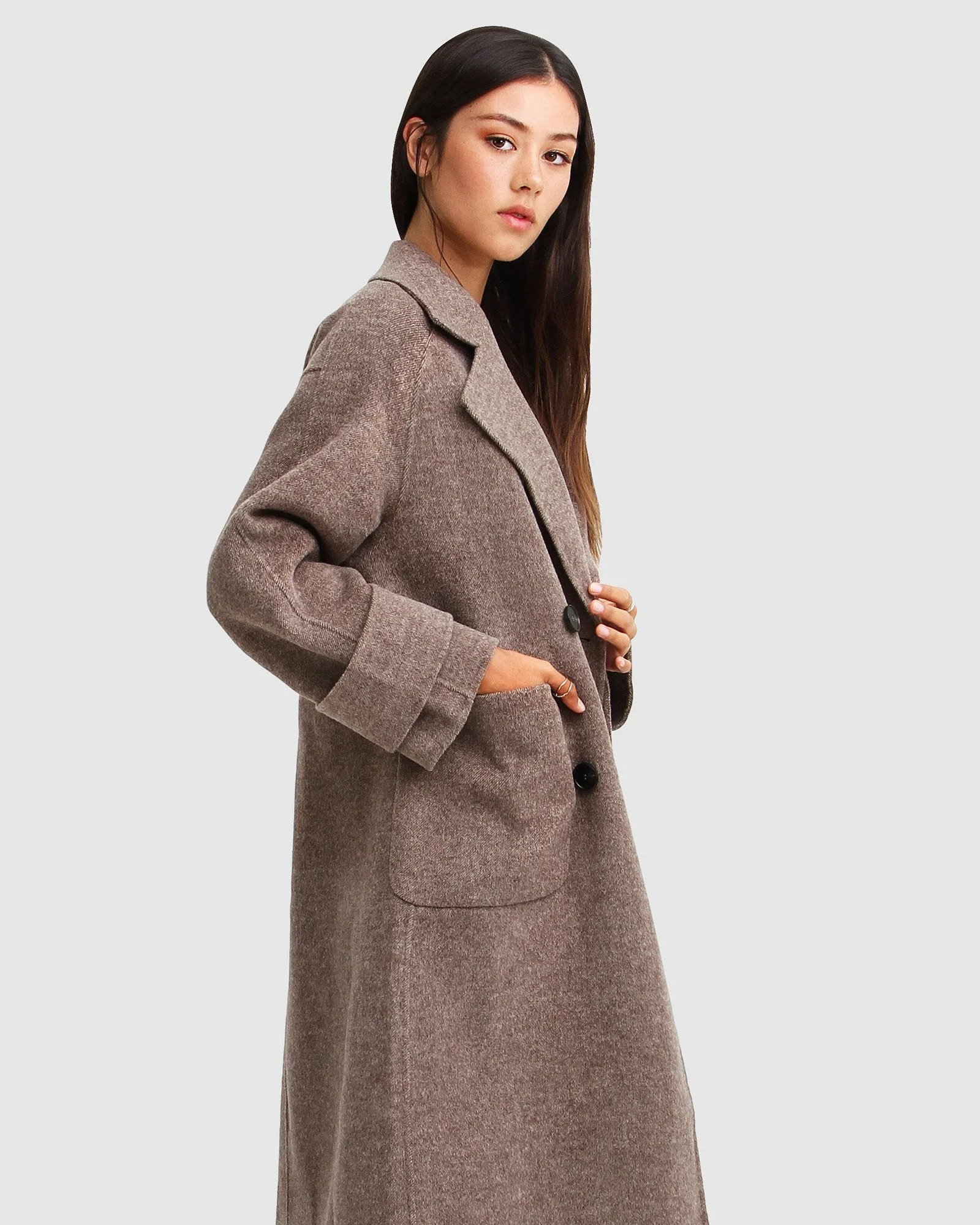 Rumour Has It Oversized Wool Blend Coat - Walnut