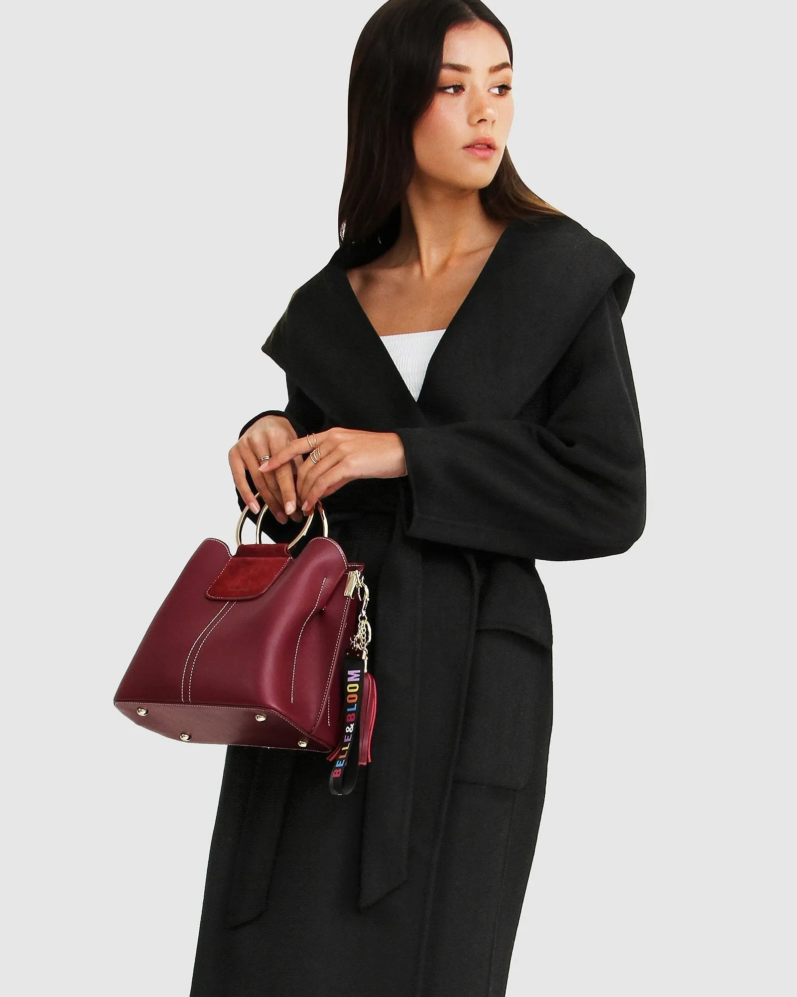 Runaway Wool Blend Robe Coat - Black