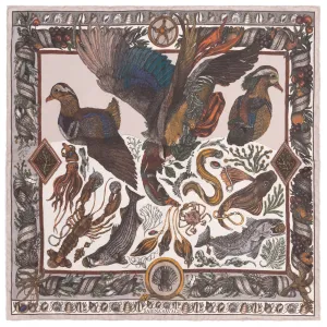 Sabina Savage "Neptune's Riches - The Treasures of Pompeii"  Silk Twill Marble/Granite 42cm Square Scarf