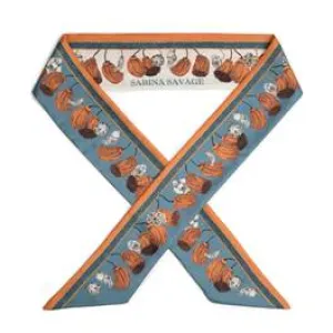 Sabina Savage "Rooster's Dance" Denim and Chambray Large Silk Ribbon Scarf