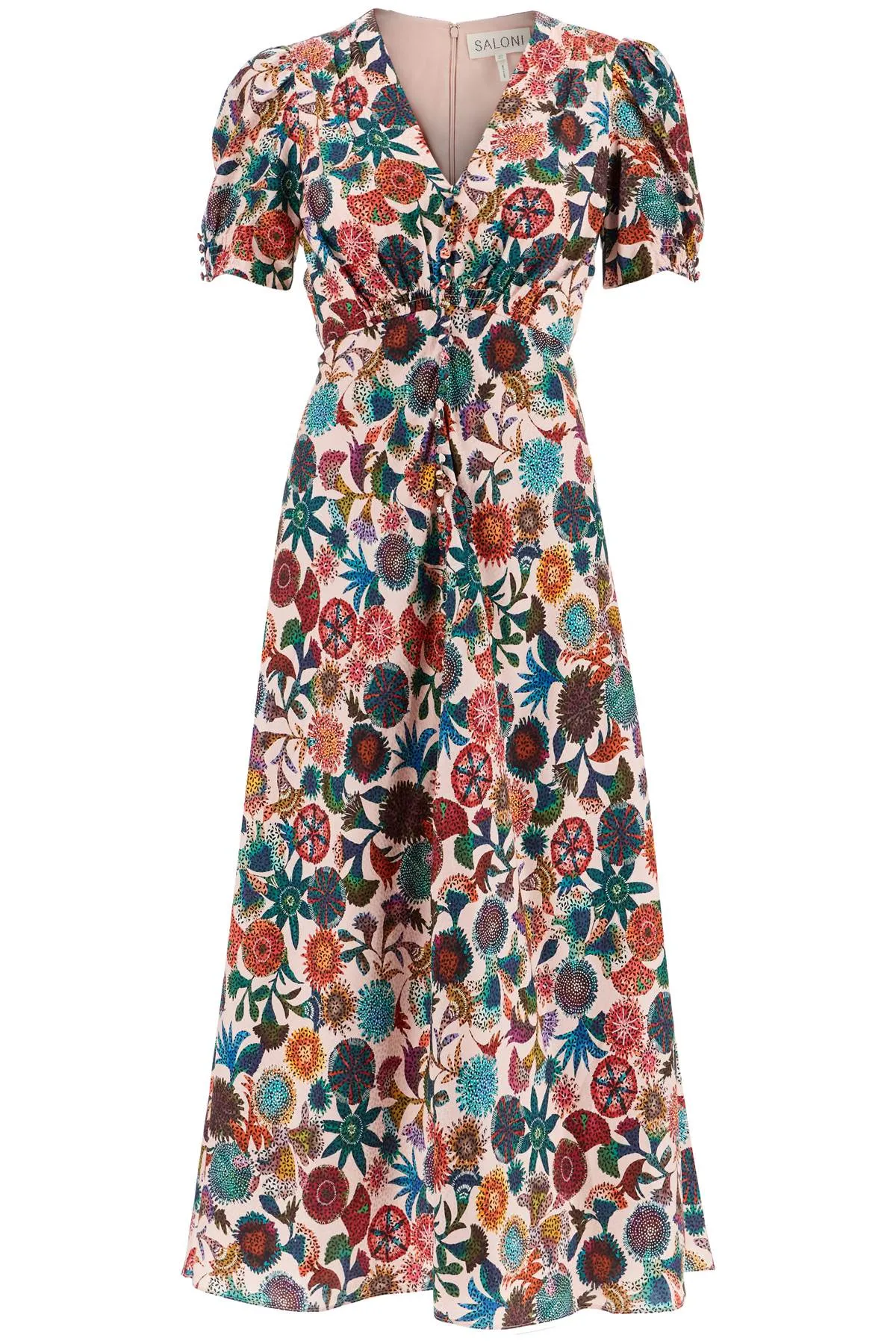 Saloni Lea Long Dress In Printed Silk