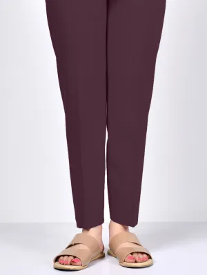 Satin Straight Trouser - Plum