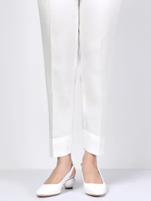 Satin Straight Trouser - White