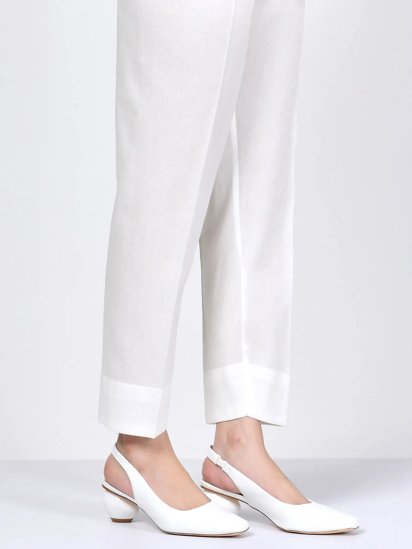 Satin Straight Trouser - White