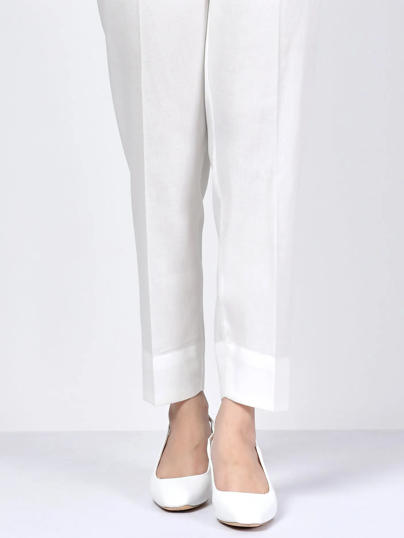 Satin Straight Trouser - White