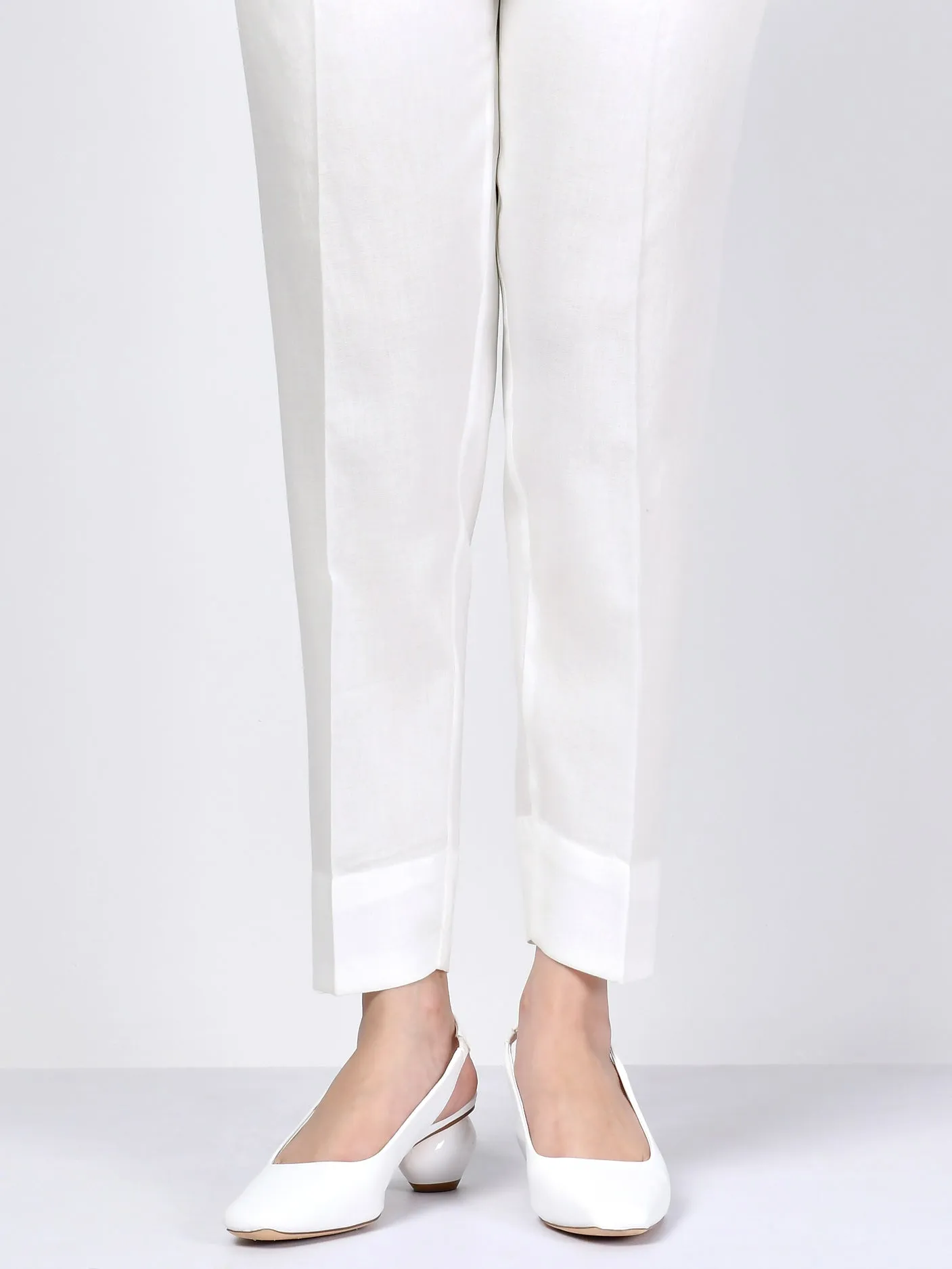 Satin Straight Trouser - White