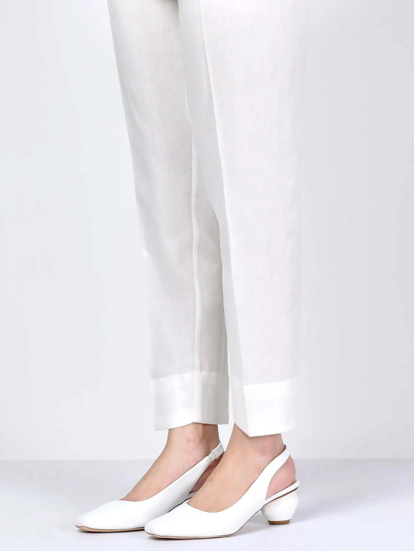 Satin Straight Trouser - White