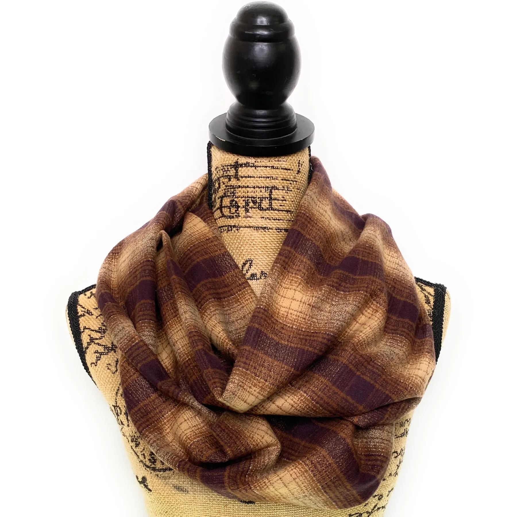 Shades of Brown and Tan Ombre Luxe Collection Plaid Infinity and Blanket Scarves