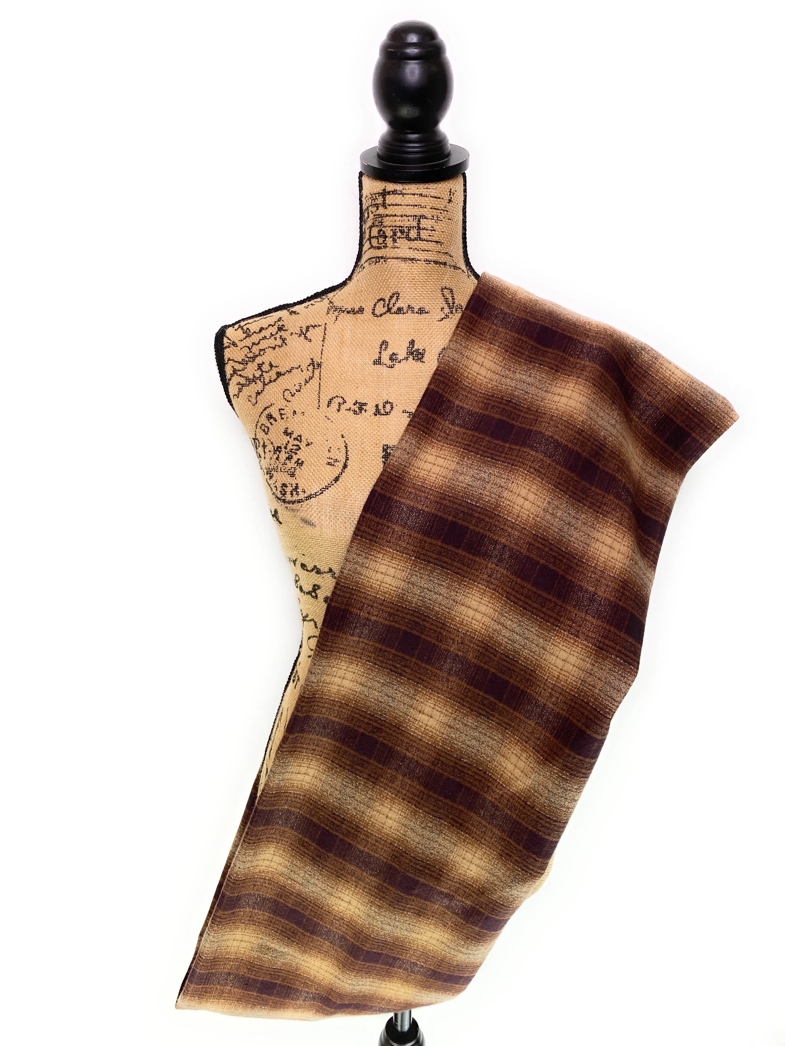 Shades of Brown and Tan Ombre Luxe Collection Plaid Infinity and Blanket Scarves