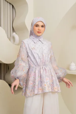 Sikka Blouse & Scarf Set Misty Snow