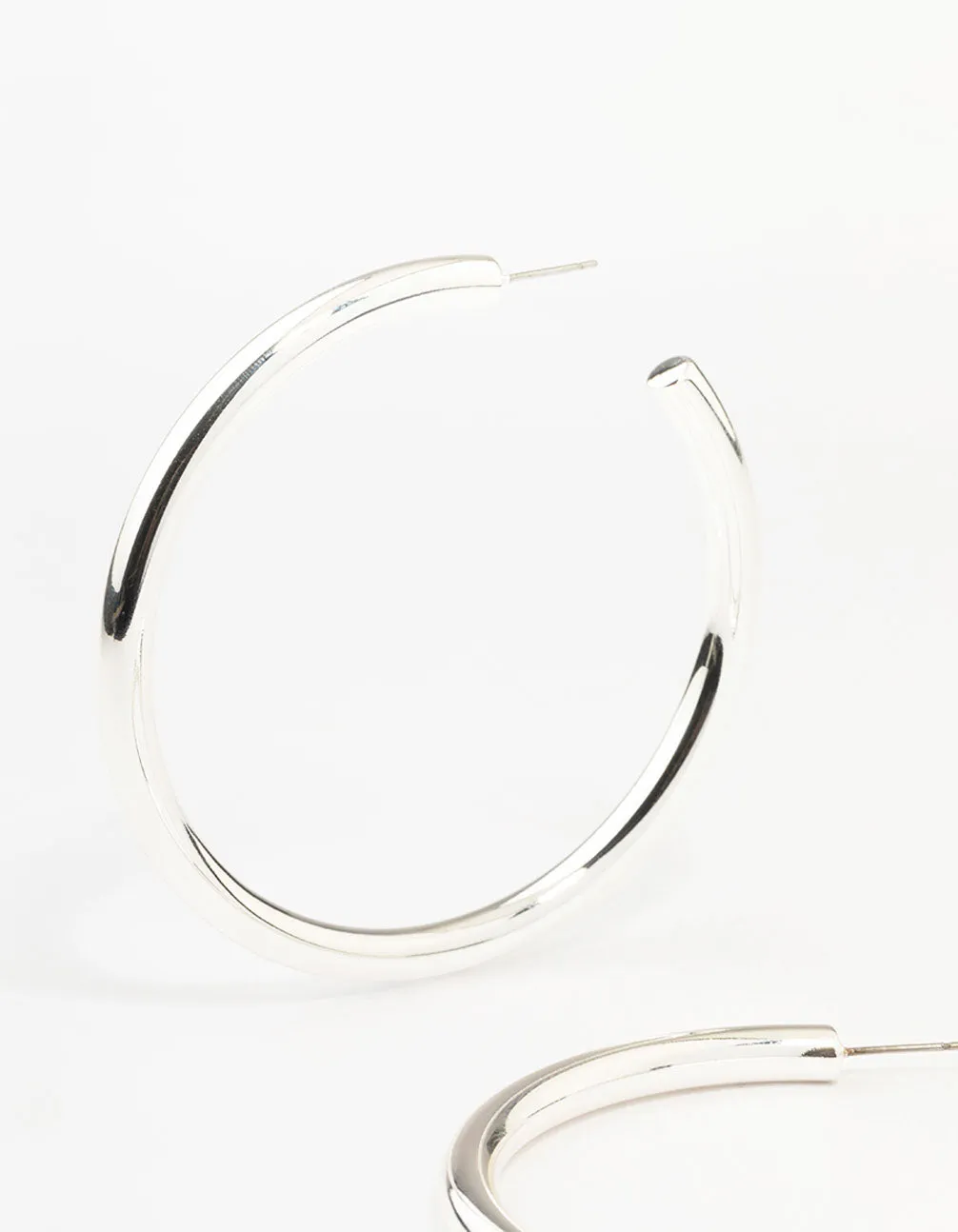 Silver Minimal Chunky Hoop Earrings