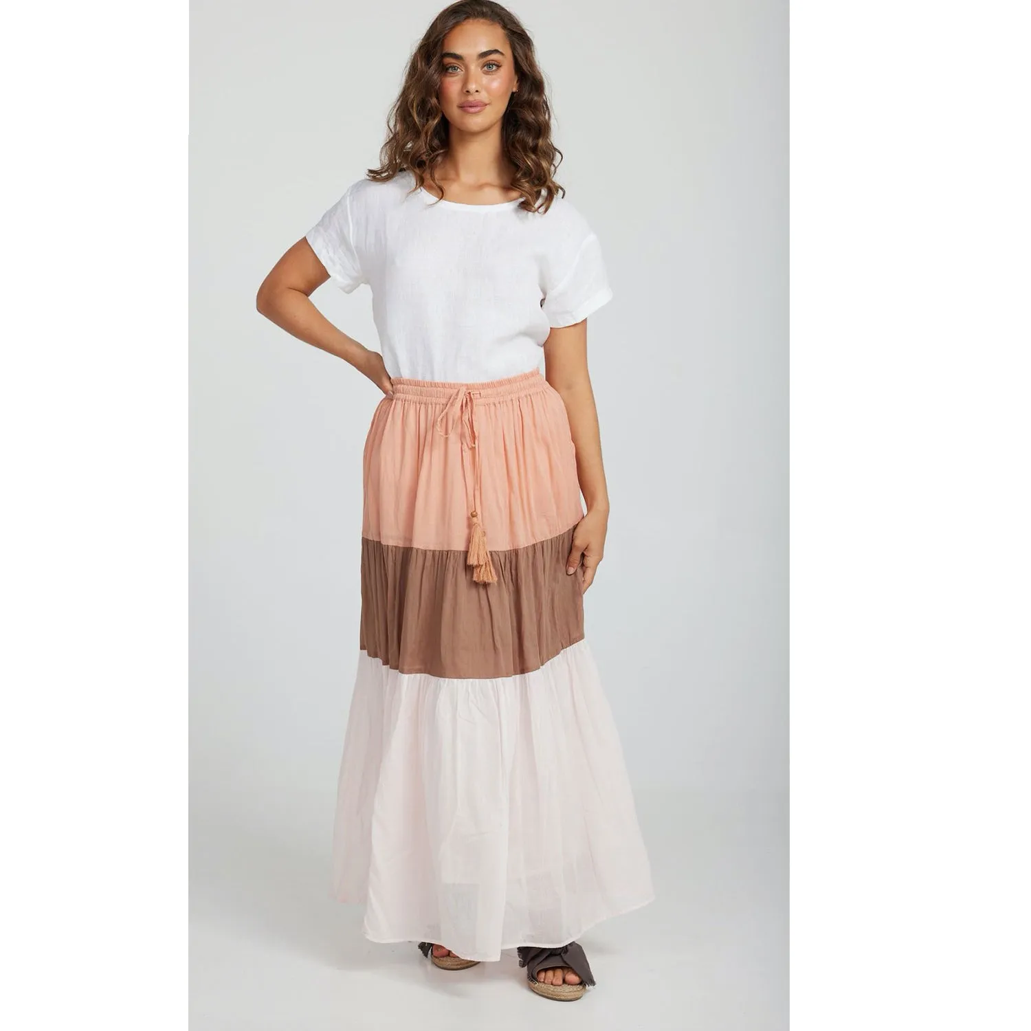 Skirt Island Blocked Maxi - Terracotta, Cocoa, Pink