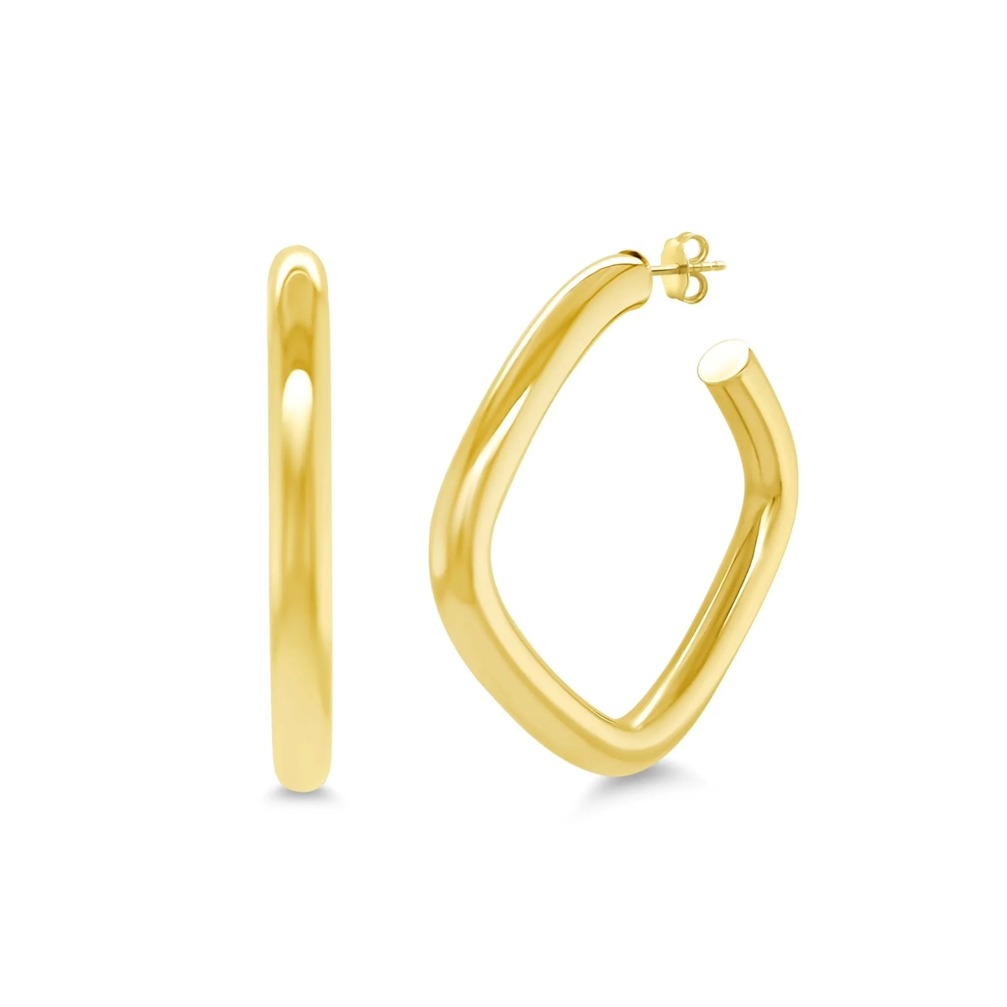 Square Open Gold Tube Hoops