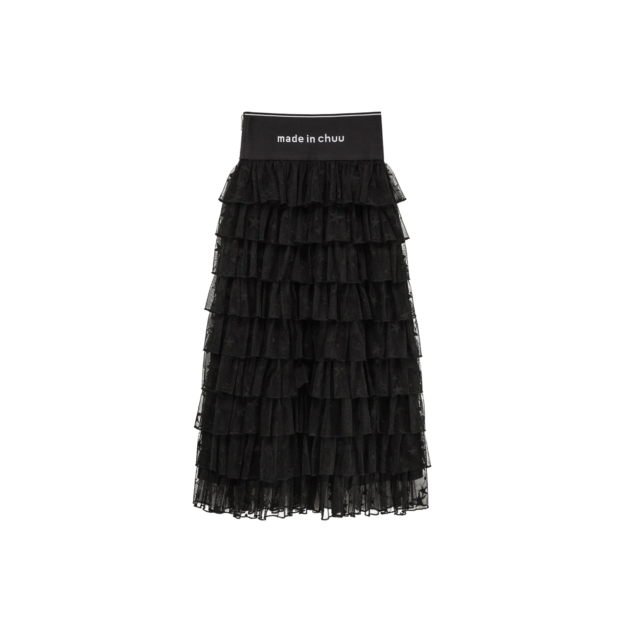 Stars Chiffon Frill Maxi Skirt