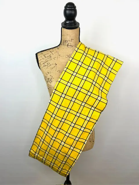 Sunflower Yellow Plaid - Hues of Sunflower Yellow, Black and White Accent Flannel Infinity or Blanket Scarf