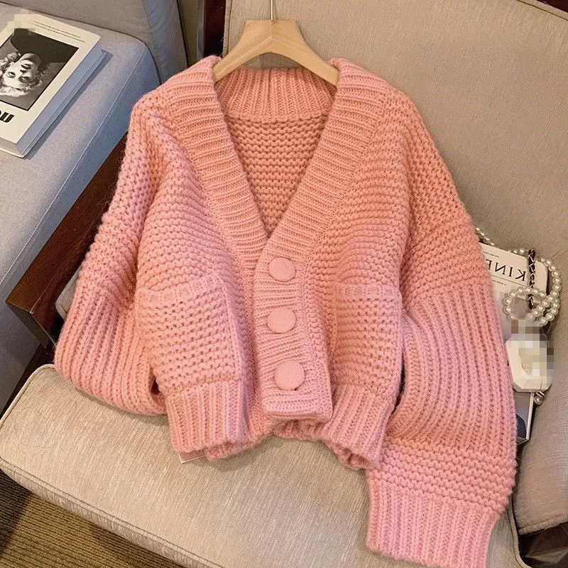 Thick Oversized Chunky Cable Knit Cardigan Coat Button Up