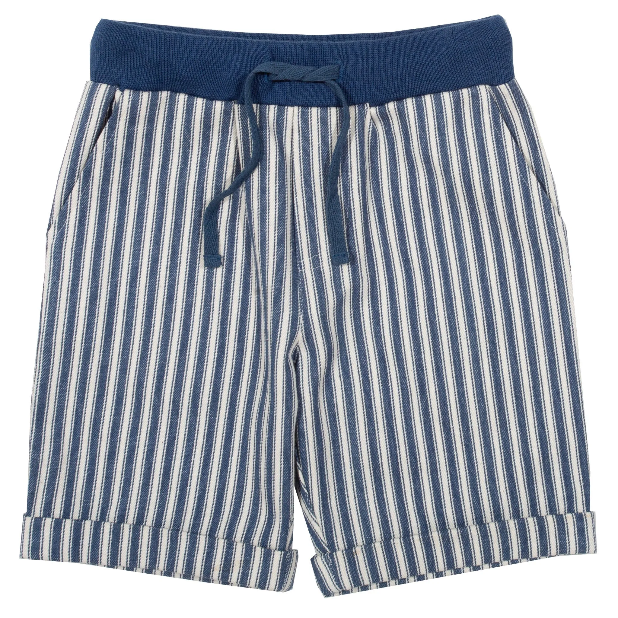 Ticking turn-up shorts