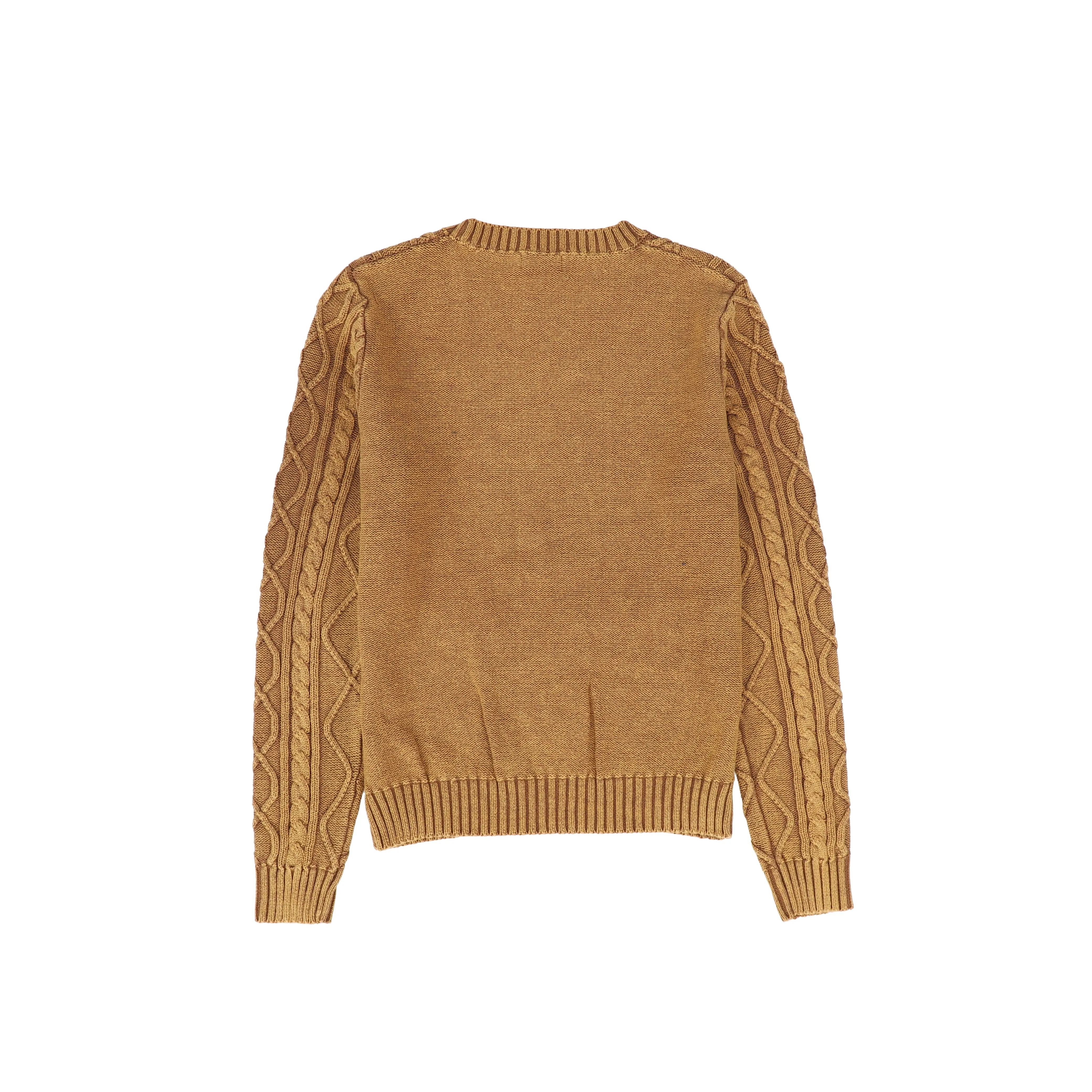 top l/s knit chunky washed logo - camel