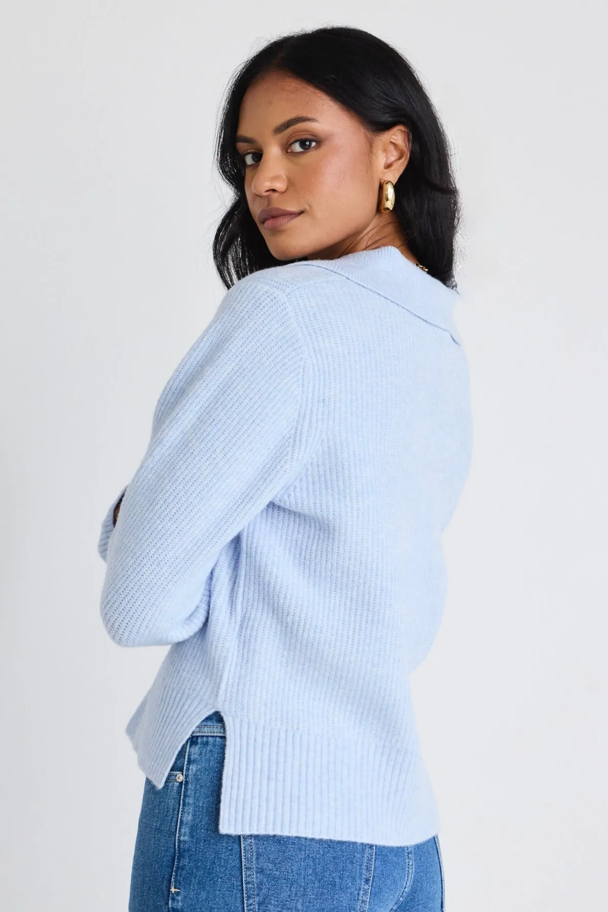 Truth Ice Blue Collar Chunky Knit Jumper