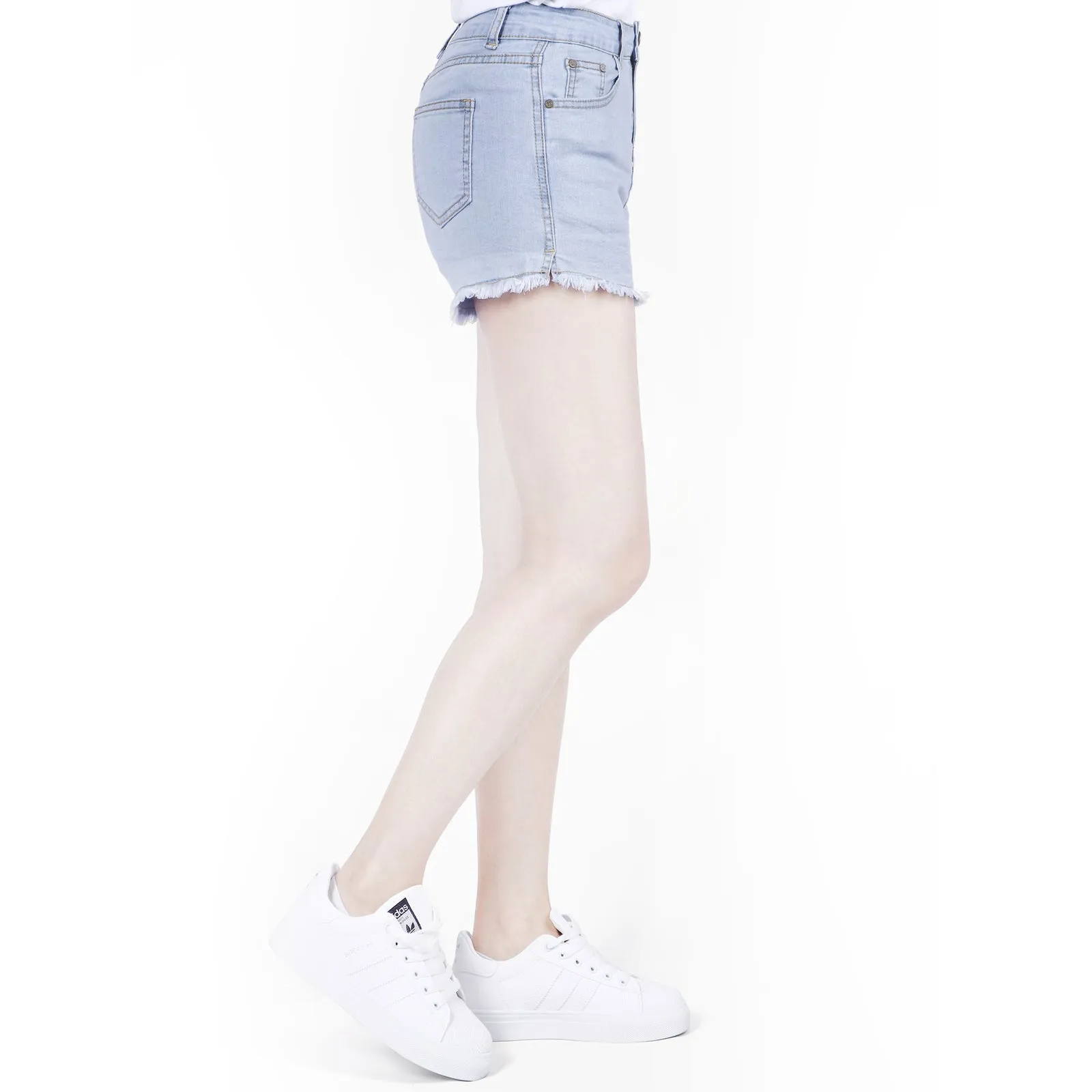 UK Womens High Waisted Shorts Jeans Ripped Stretch Denim Shorts Jeans HotPants