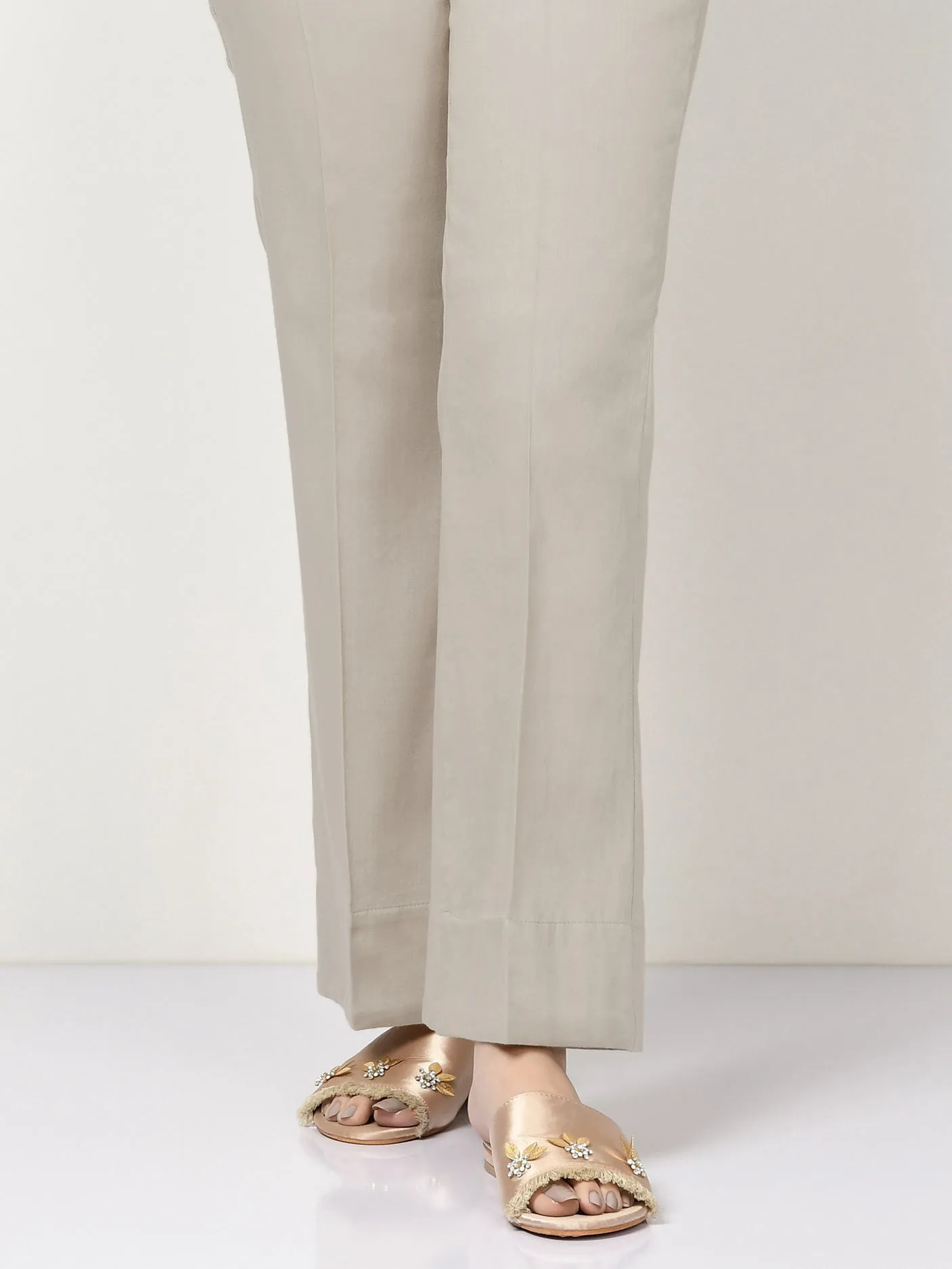 Unstitched Cambric Trouser - Light Sand Grey