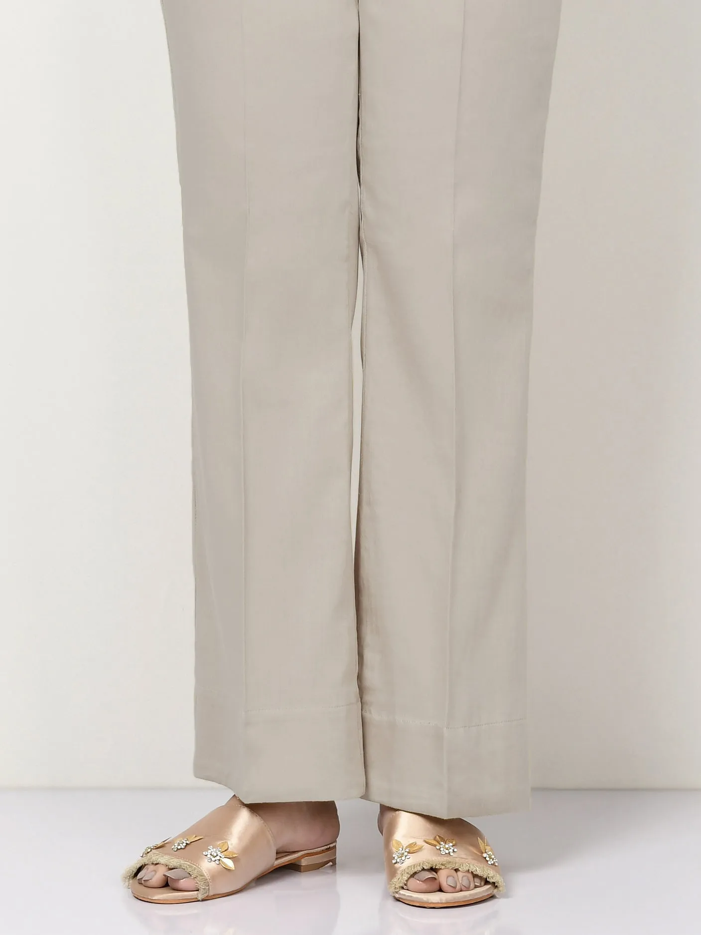 Unstitched Cambric Trouser - Light Sand Grey