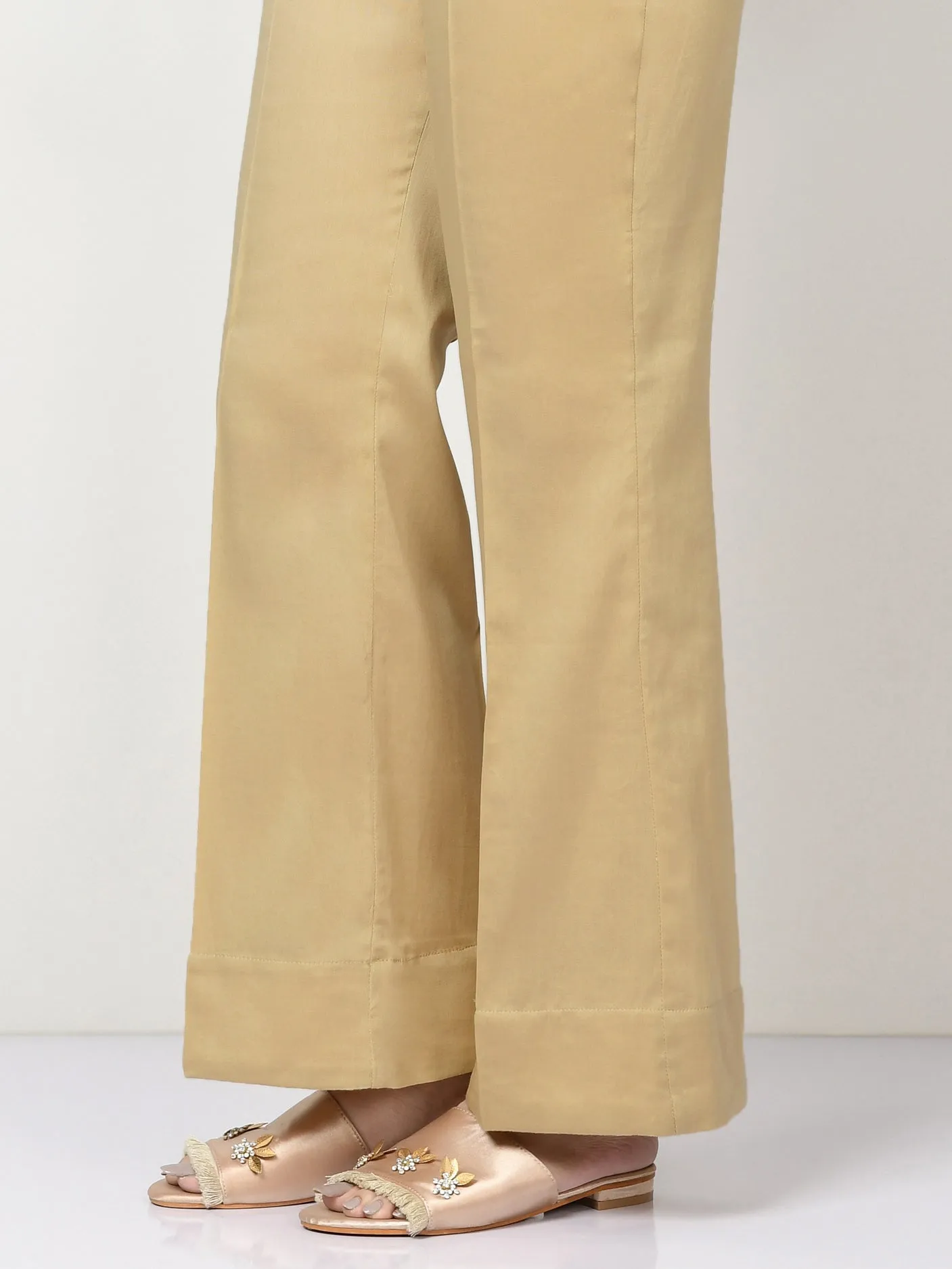 Unstitched Cambric Trouser - Sand Beige