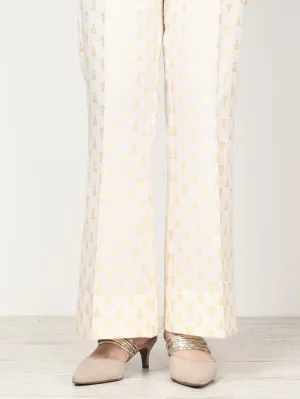 Unstitched Jacquard Trouser - White