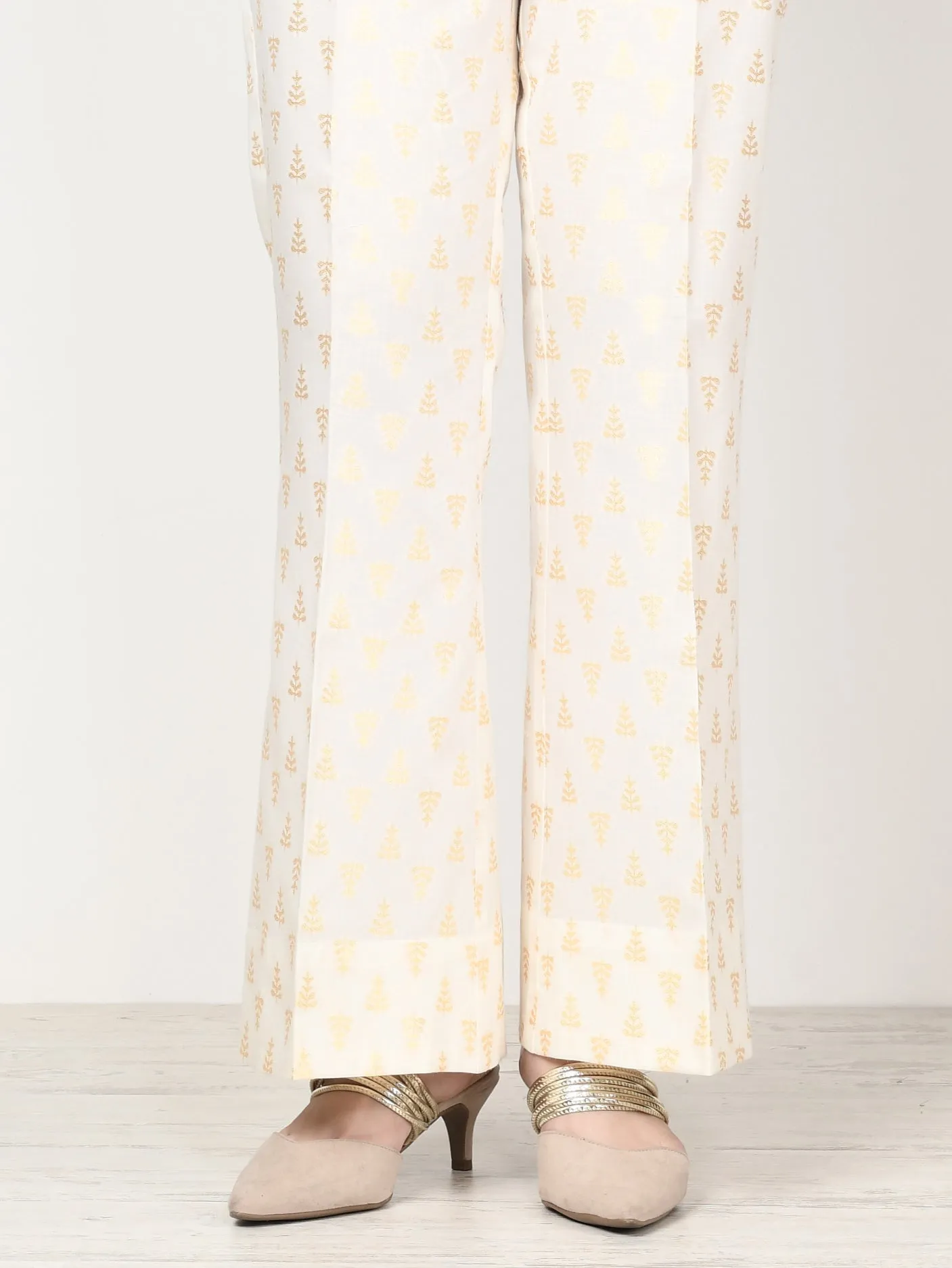 Unstitched Jacquard Trouser - White