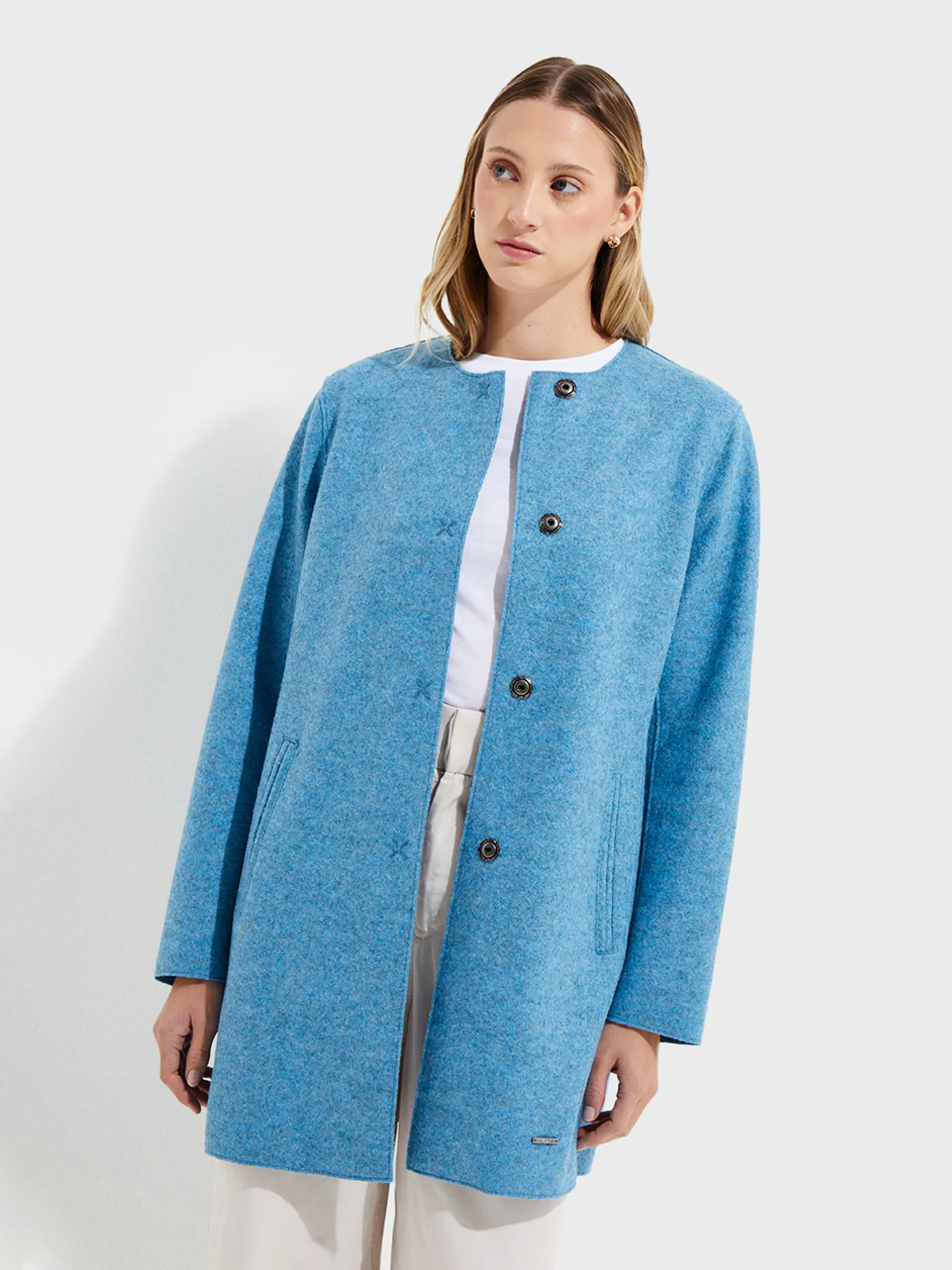 Urdina Coat Alpaca And Wool Color Blue