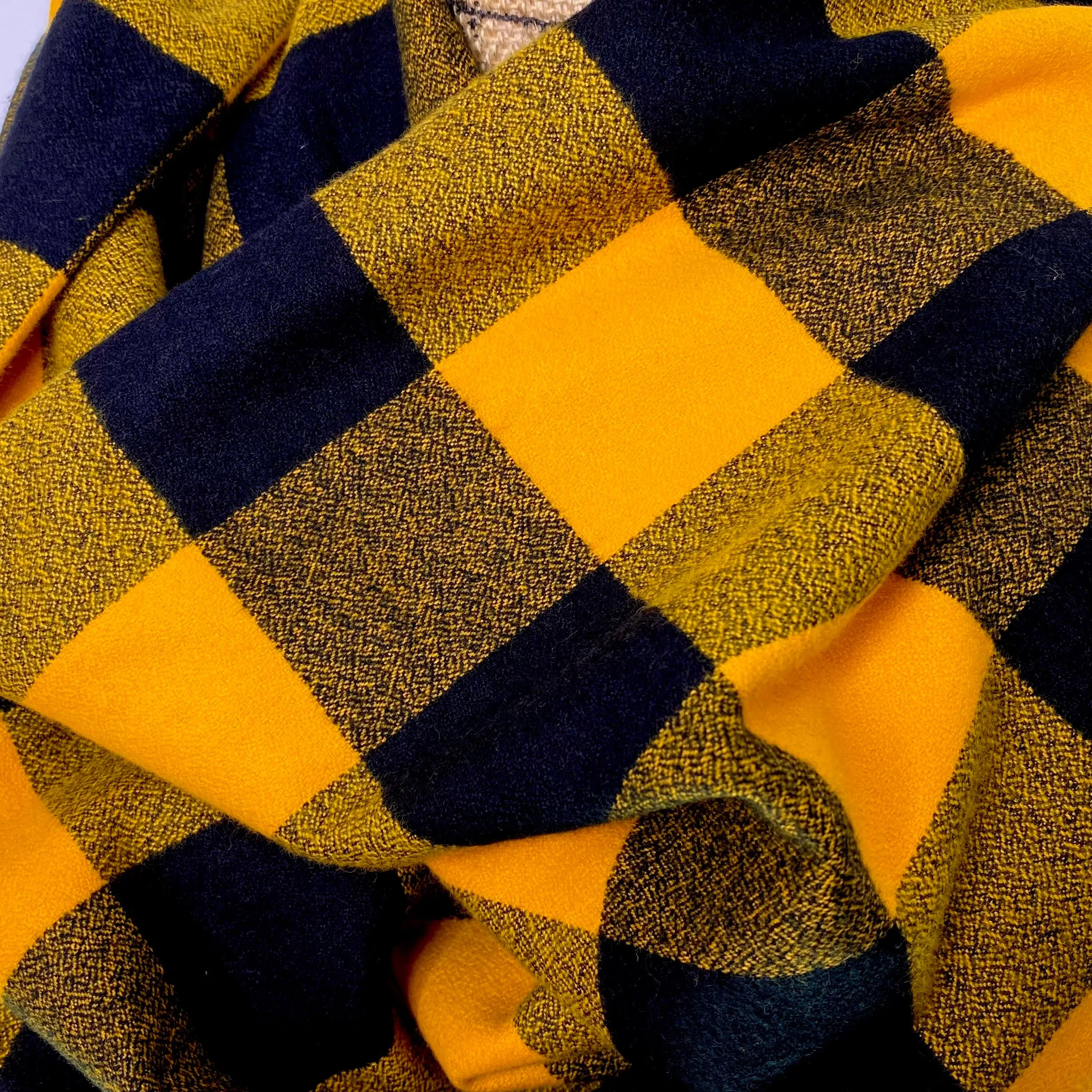 Vibrant Sunflower Yellow and Black Buffalo Luxe Collection Plaid Infinity and Blanket Scarves