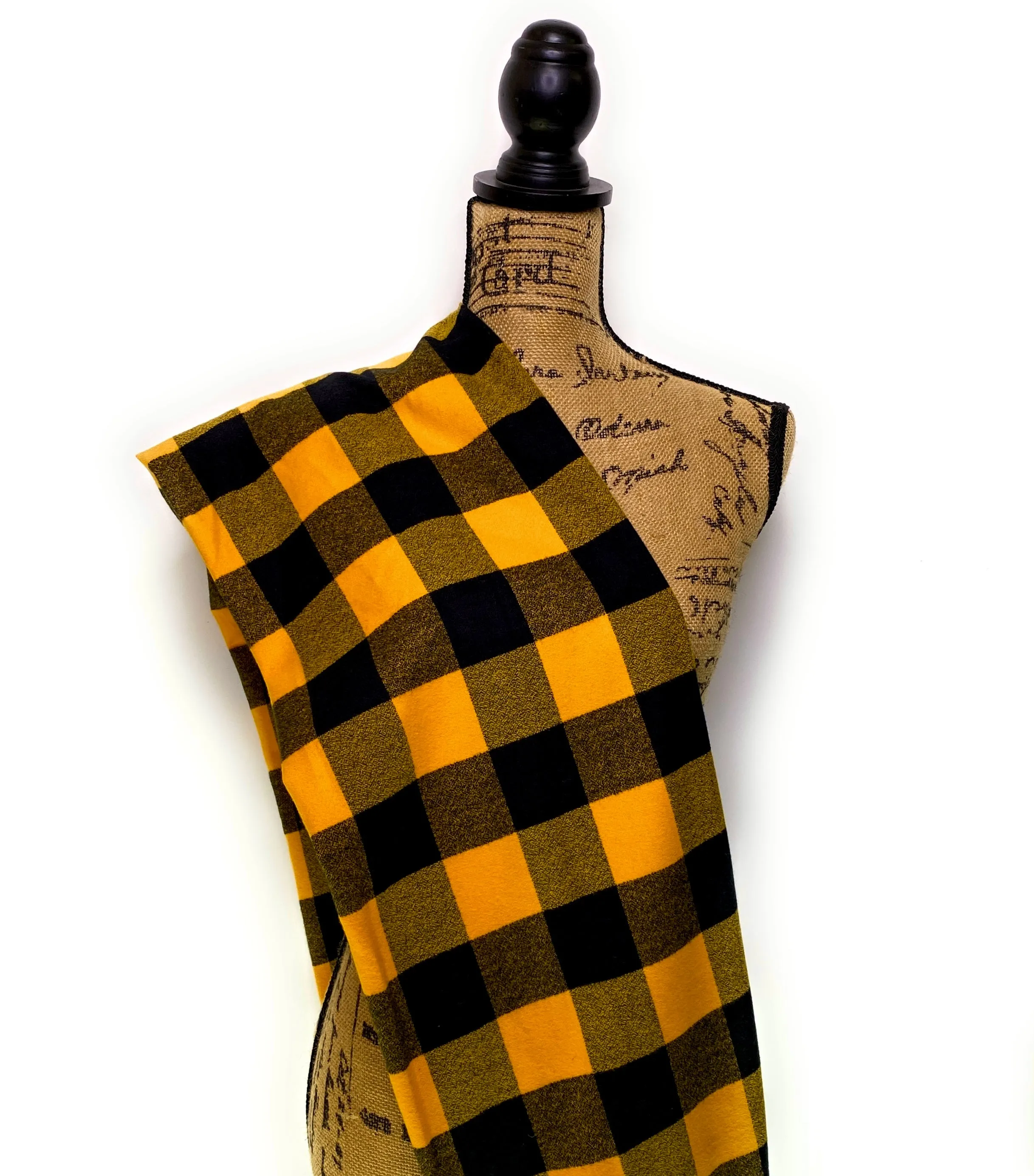 Vibrant Sunflower Yellow and Black Buffalo Luxe Collection Plaid Infinity and Blanket Scarves