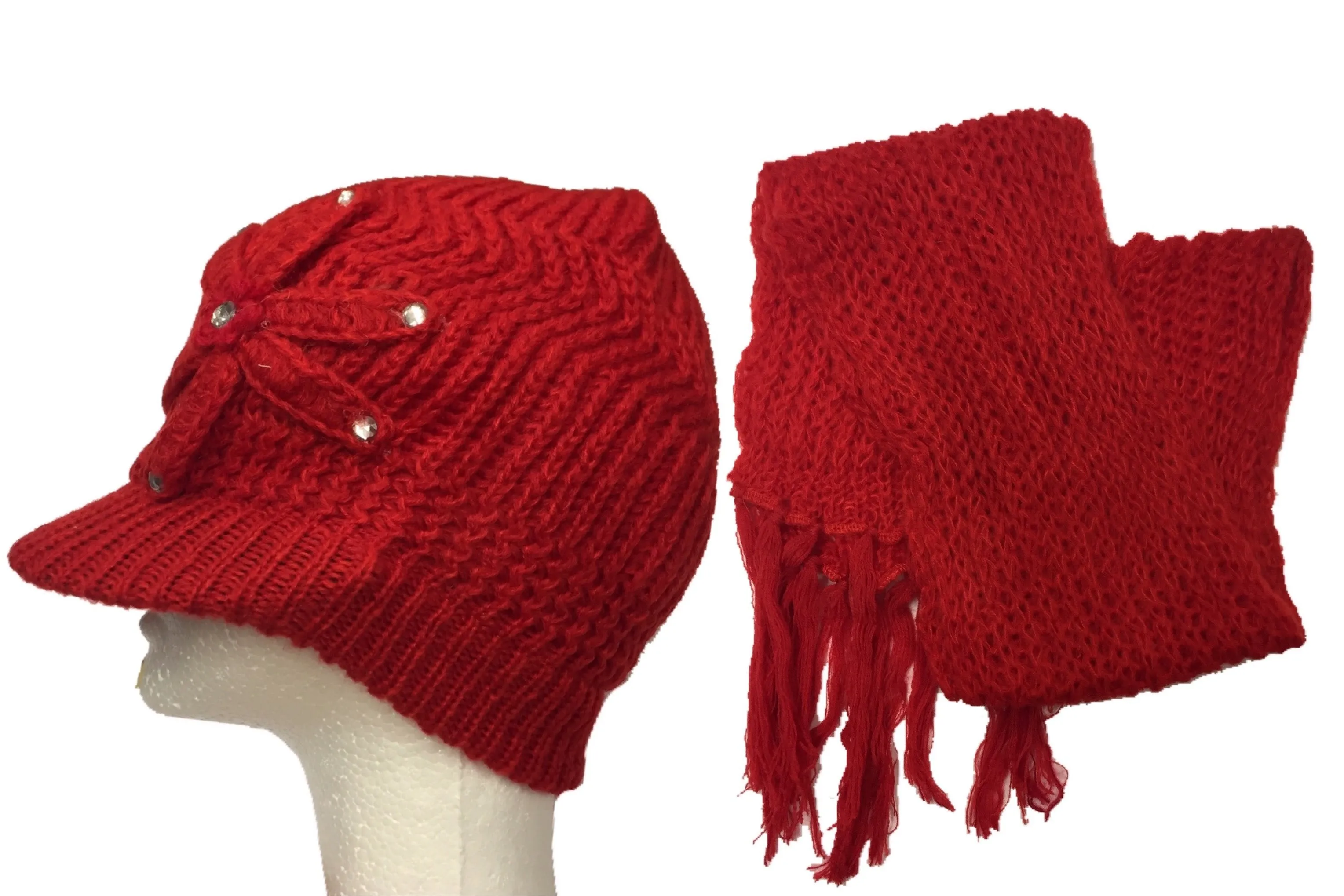 Visor Flower Beanie   Scarf Set