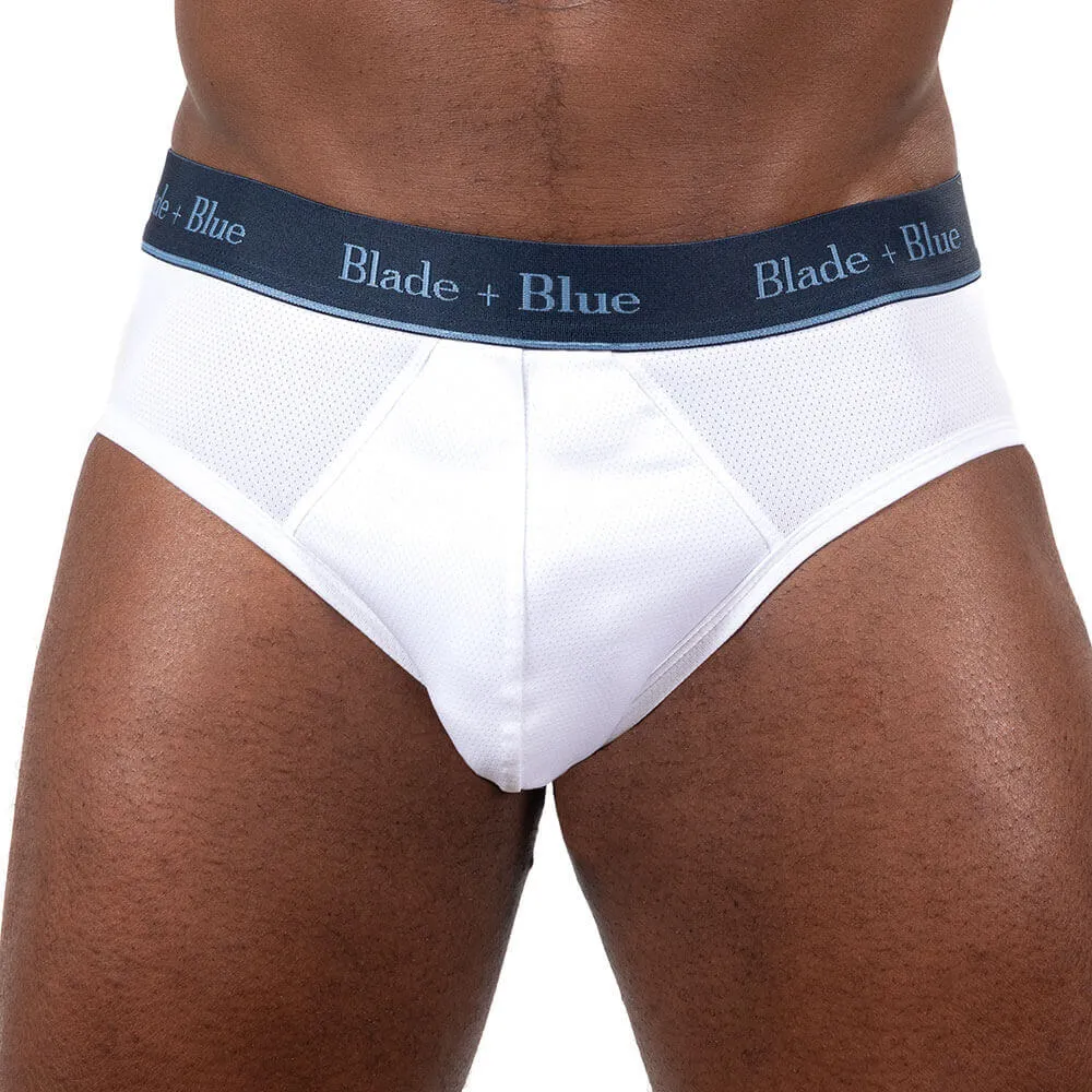 White Active Mesh Low Rise Brief Underwear - Made In USA