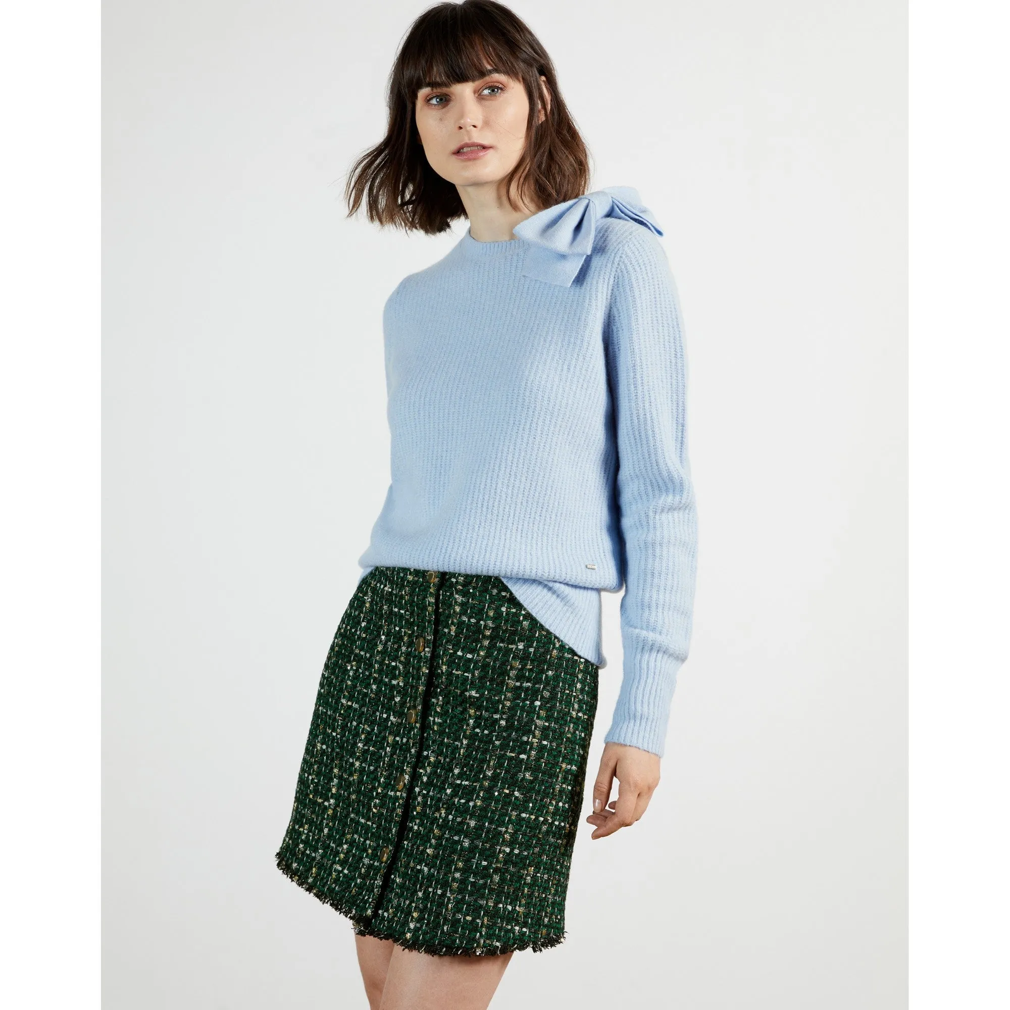 Women Wmk-Daizzy-Bow Detail Chunky Knit - Lt-Blue