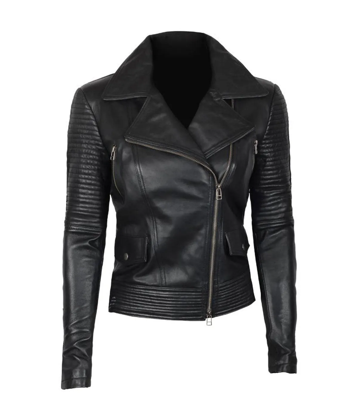 Women's Asymmetrical Quilted Biker Jacket